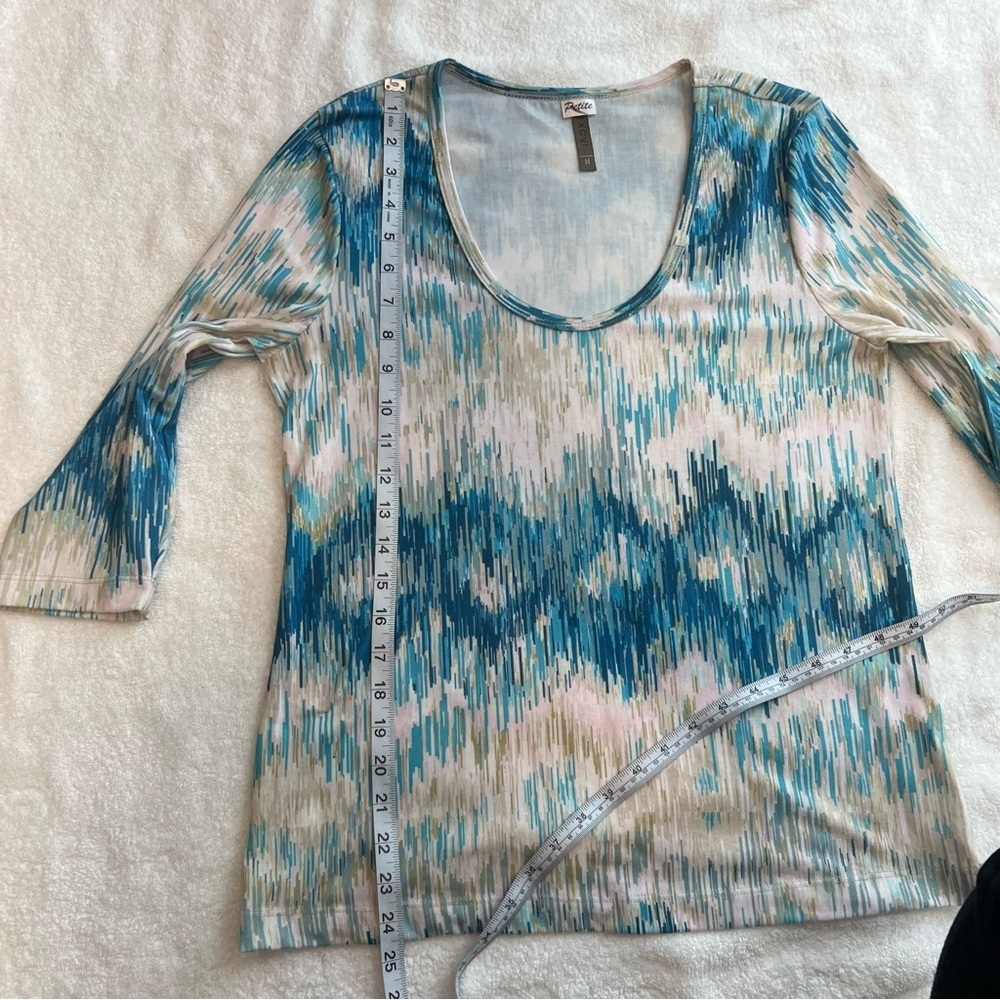 XCVI Watercolor Print‎ 3/4 Sleeve Shirt Size PM - Picture 5 of 9